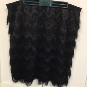 Ann Taylor Black Fringe Skirt